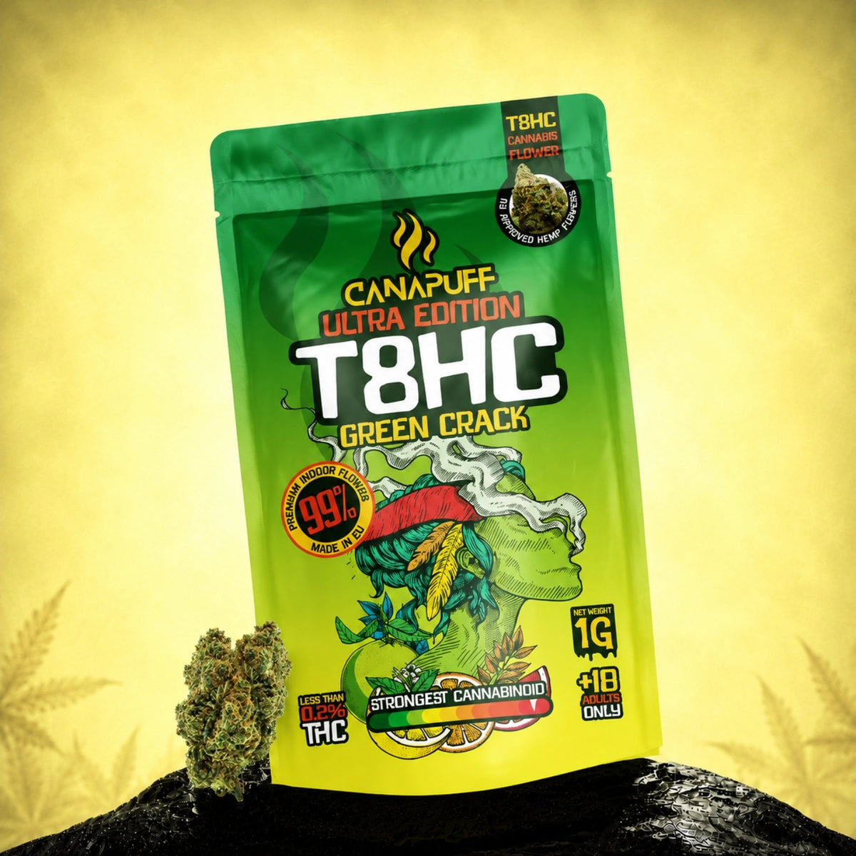 Fiori Canapuff T8HC Green Crack Ultra Edition, bustina da 1g