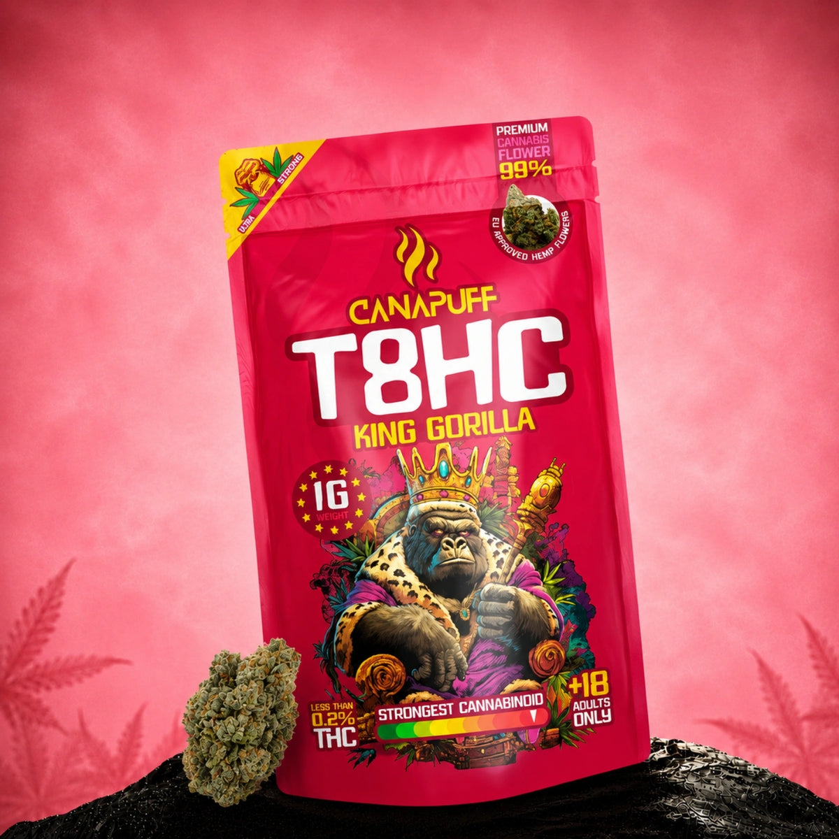Bustina di fiori di cannabis Canapuff T8HC King Gorilla 99%