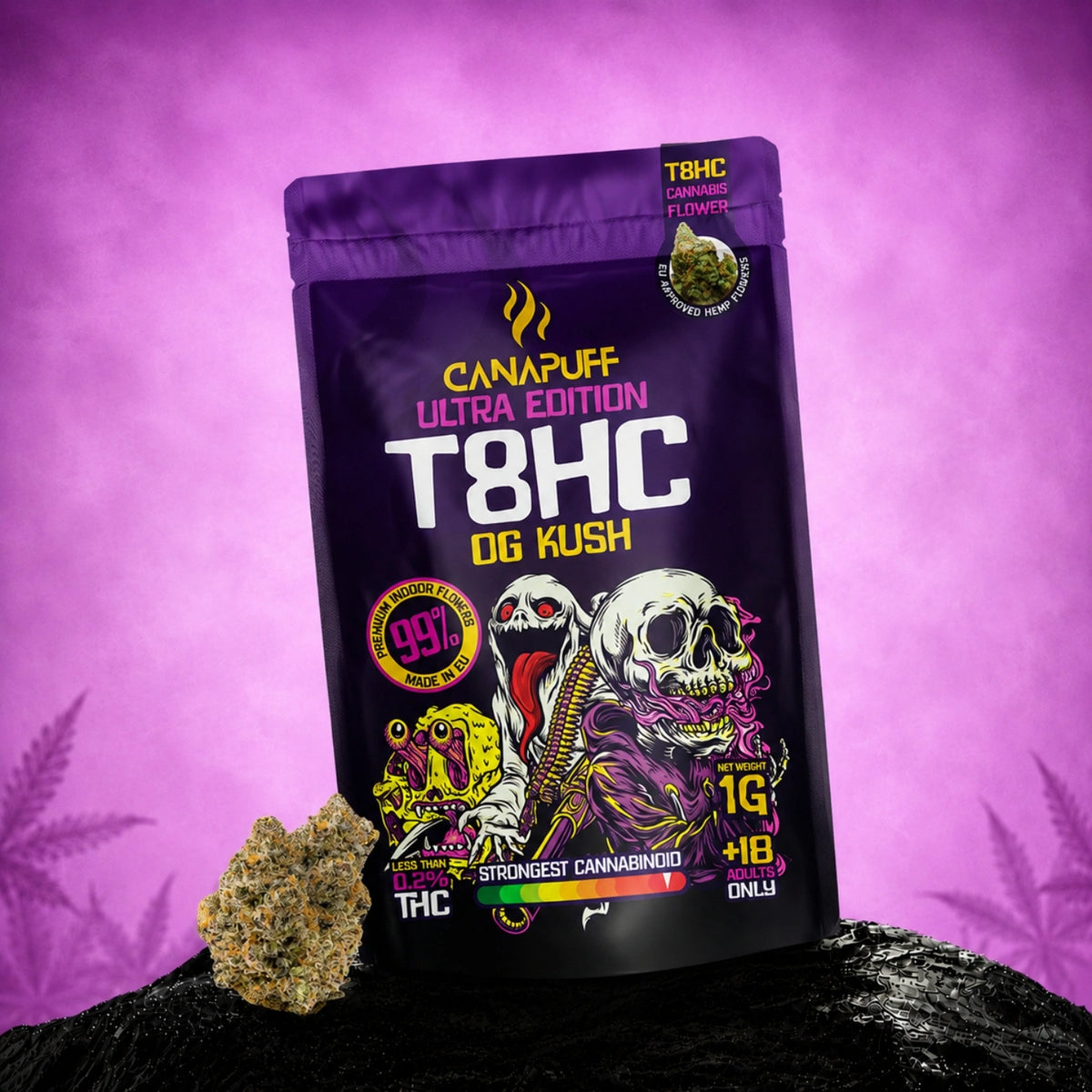 Canapuff T8HC Flowers OG Kush Ultra Edition 99%, bustina da 1G