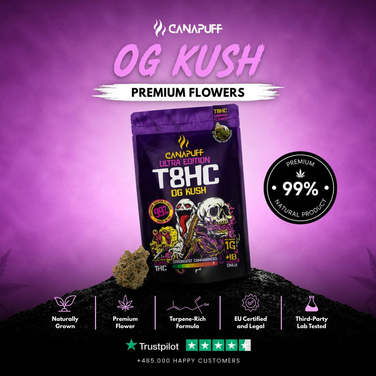 T8HC Fiori OG Kush Ultra Edition 99% – infiorescenze, foto 2