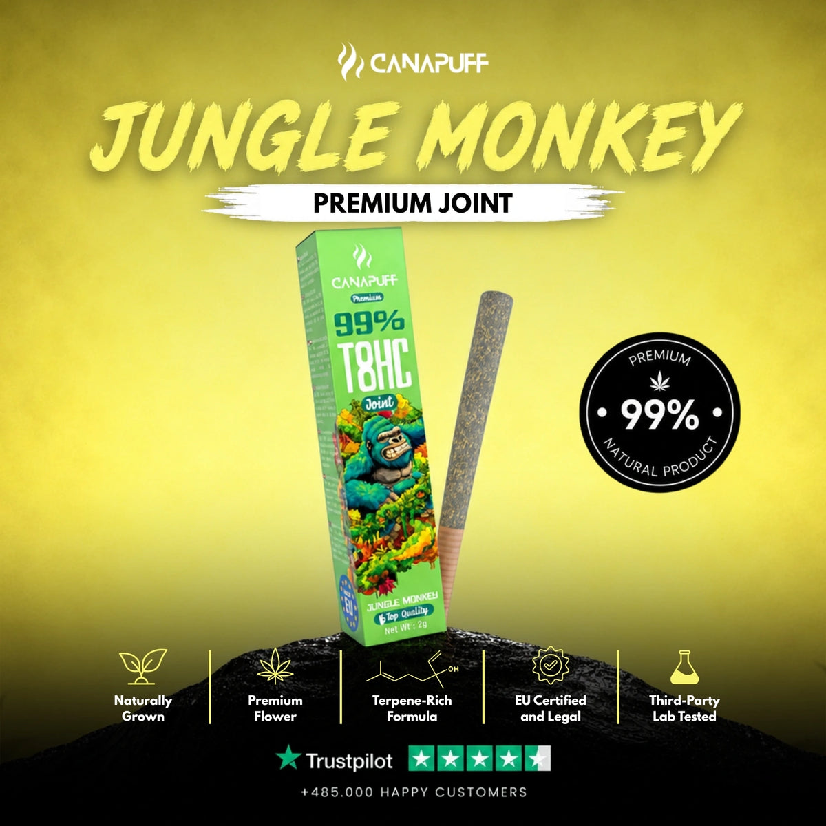 T8HC Joint Jungle Monkey 99% 2g – joint pre-rollato, foto 2