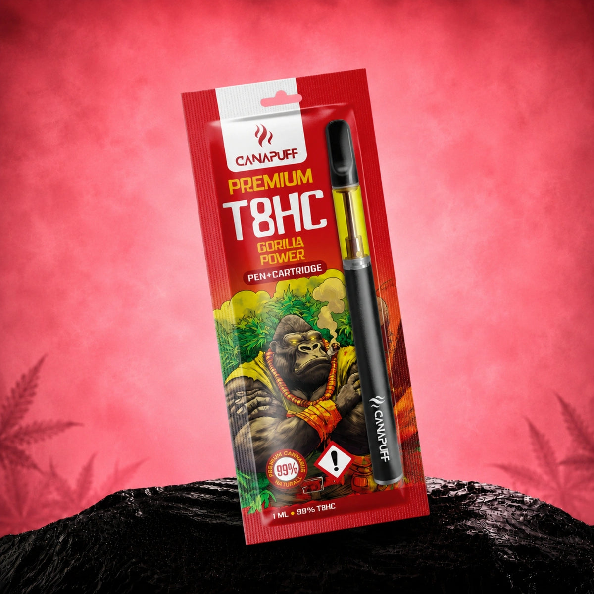 Pen e cartuccia Canapuff T8HC Gorilla Power, concentrazione 99%, 1 ml