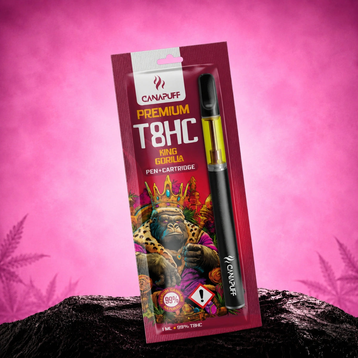 Canapuff T8HC Pen+Cartridge King Gorilla 99%, vape pen usa e getta da 1 ml