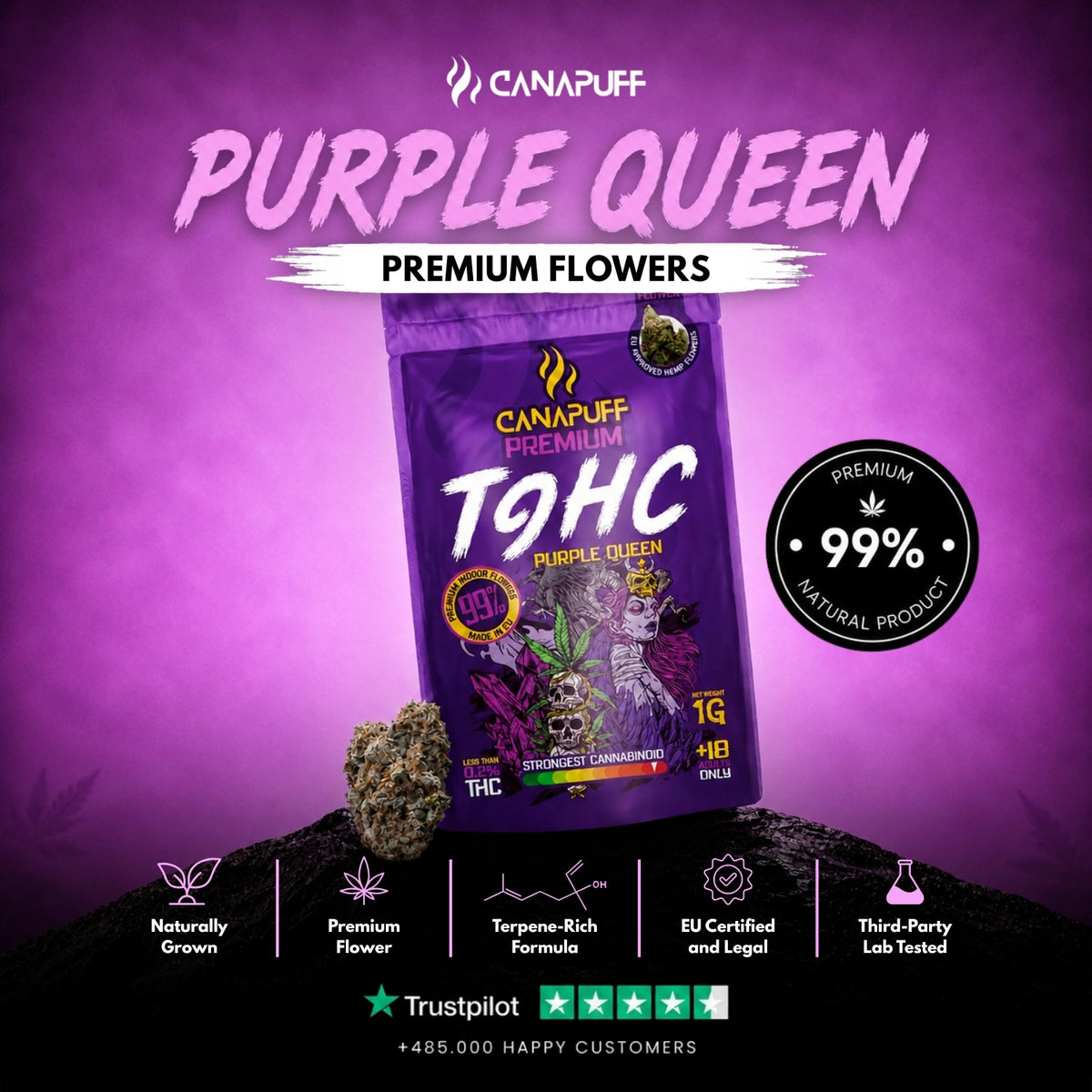TⳊHC Fiori Purple Queen 99% – infiorescenze, foto 2