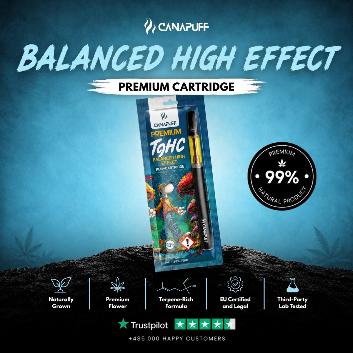 TⳊHC Pen+Cartridge Balanced 99% – vape pen con cartuccia, foto 2