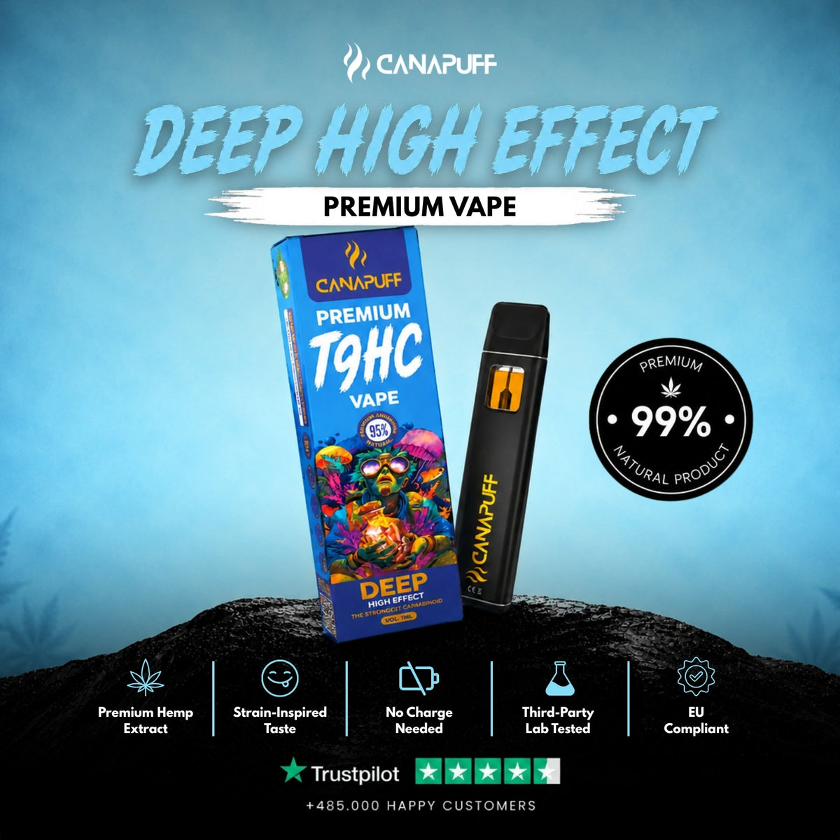 TⳊHC Vape Deep 95% 1ml – vape pen usa e getta, foto 2