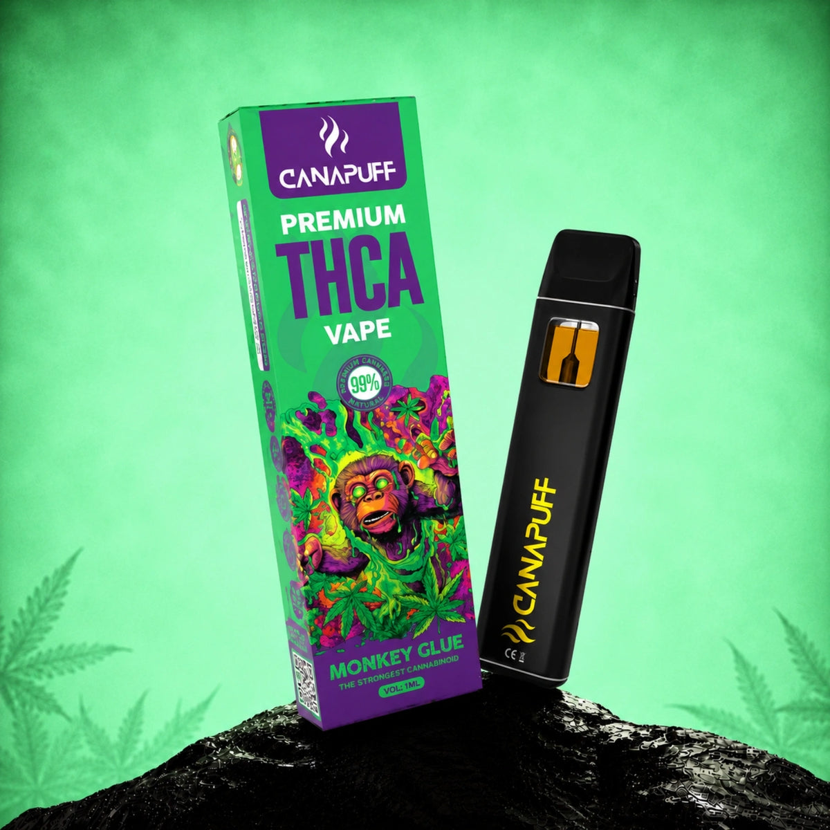 Canapuff THCA Vape Monkey Glue 99%, pen usa e getta da 1ml