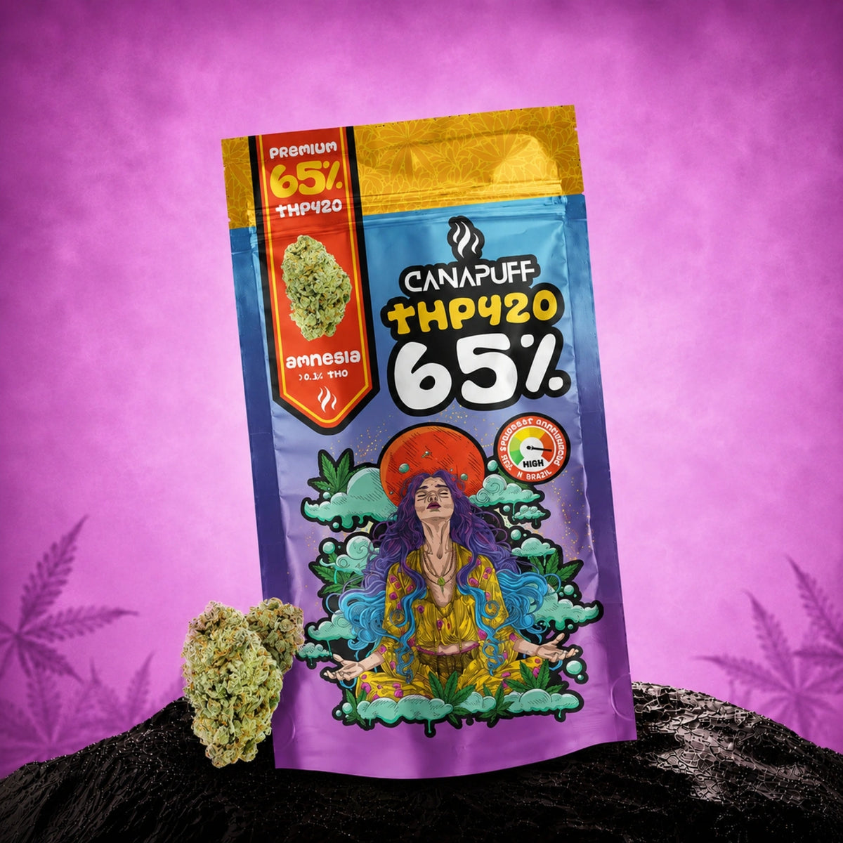 Bustina di infiorescenze di cannabis da canapa Canapuff THP420 Flowers Amnesia 65%