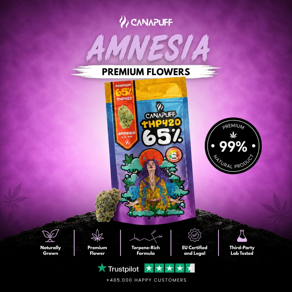 THP420 Fiori Amnesia 65% – infiorescenze, foto 2