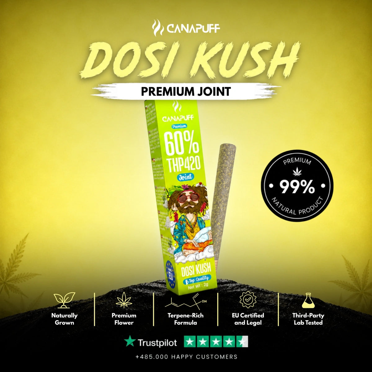 THP420 Joint Dosi Kush 60% 2g – joint pre-rollato, foto 2