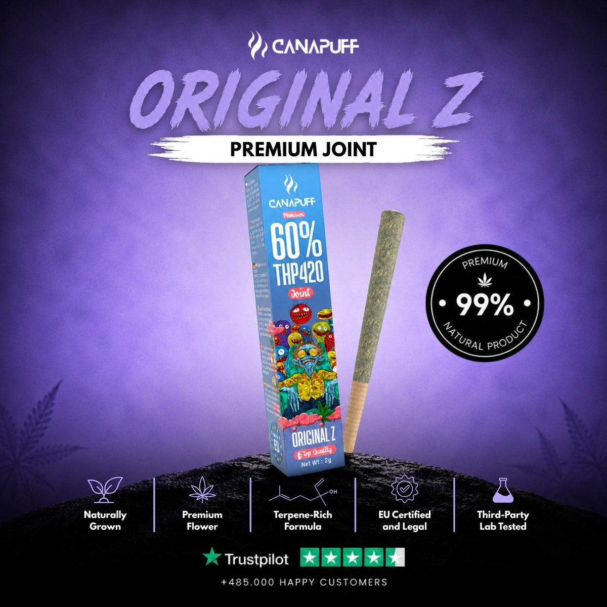 THP420 Joint Original Z 60% 2g – joint pre-rollato, foto 2