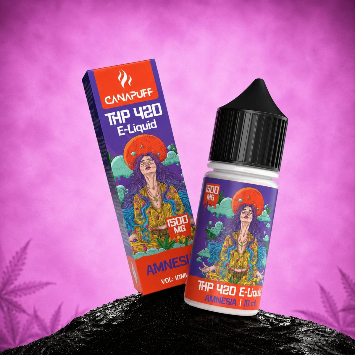 Canapuff THP 420 E-Liquid Amnesia 1500 mg, flacone da 10 ml con scatola
