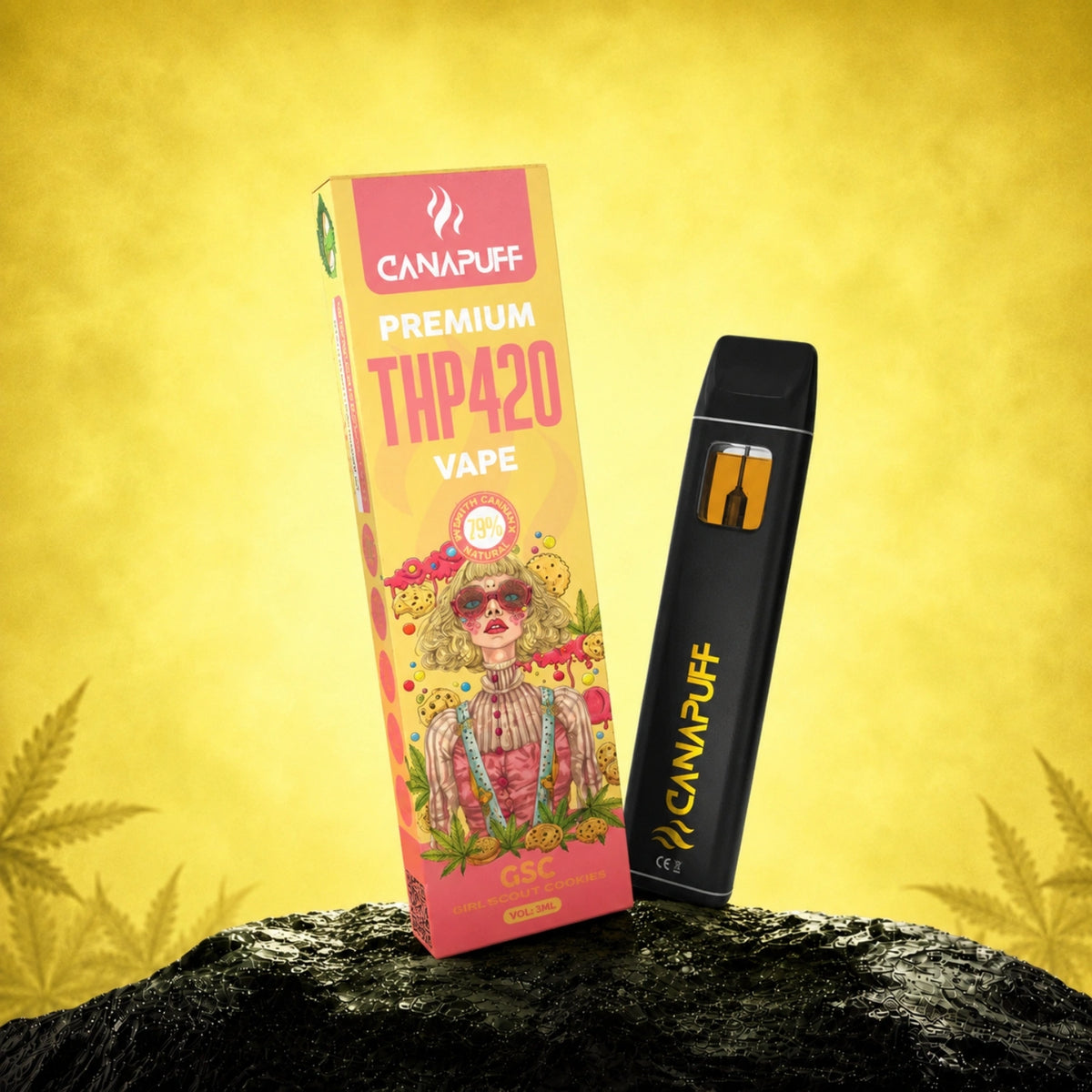 Canapuff THP420 Vape GSC 79%, pen usa e getta da 1ml con scatola