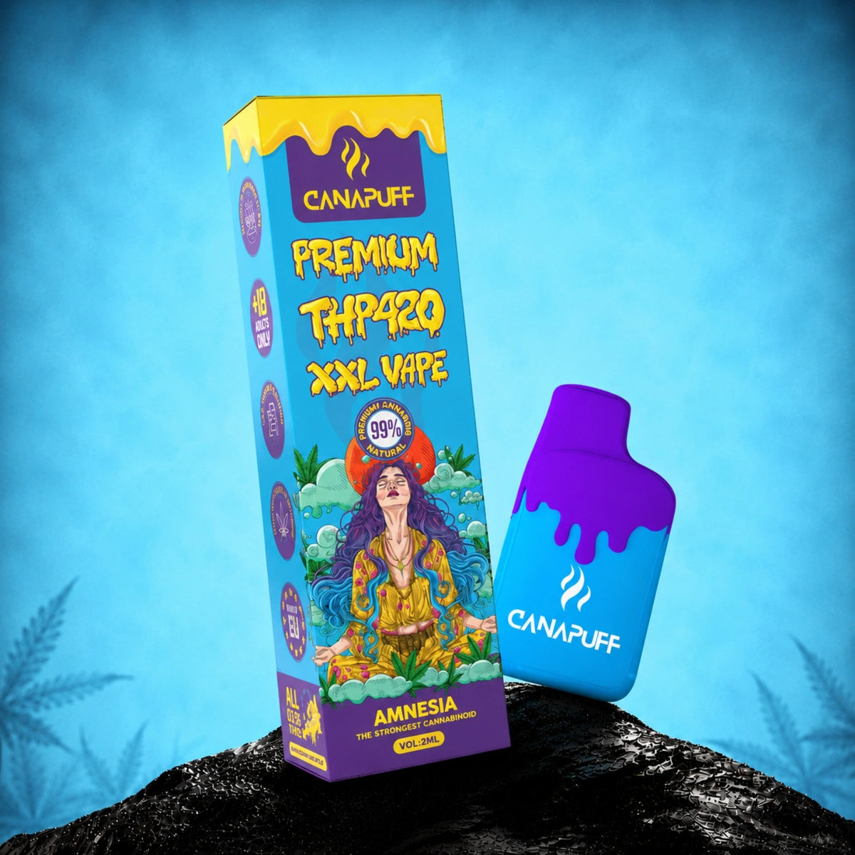 Canapuff THP420 XXL Vape Amnesia 99%, pen usa e getta da 2ml