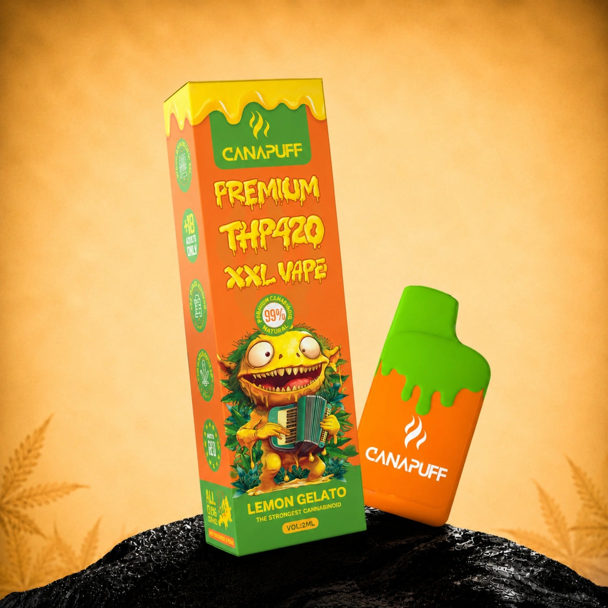 Canapuff THP420 XXL Vape Lemon Gelato 99%, pen usa e getta da 2ml