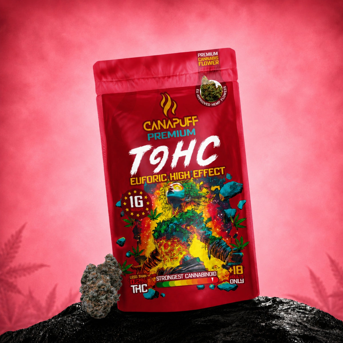 Bustina di fiori di cannabis da canapa Canapuff TⳊHC Flowers Euforic 99%
