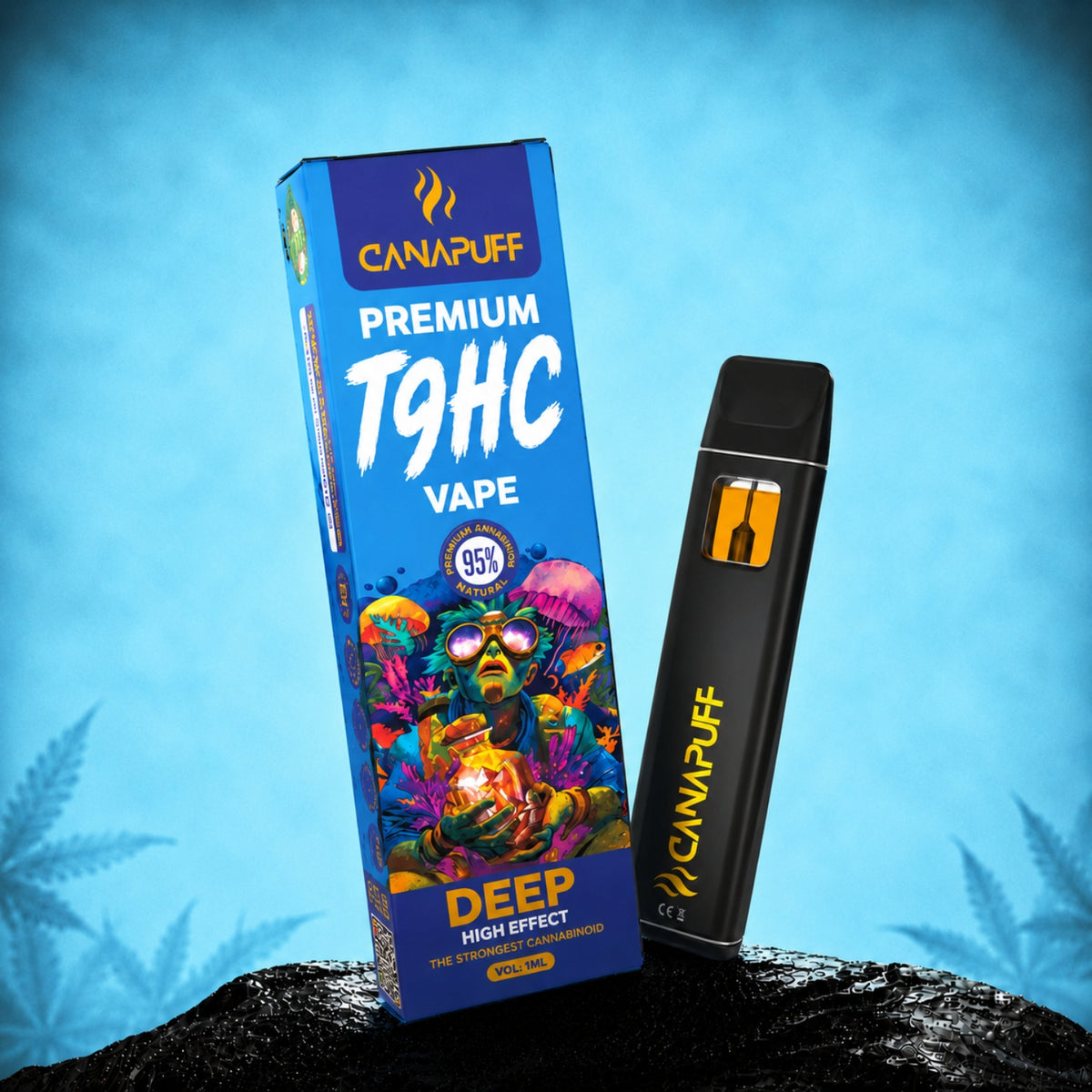 Canapuff TⳊHC Vape Deep 95%, pen usa e getta da 1ml