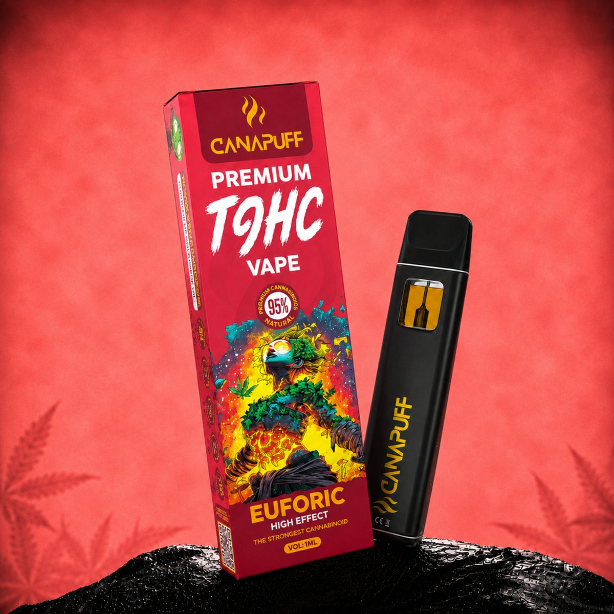 Canapuff TⳊHC Vape Euforic 95%, pen usa e getta da 1ml