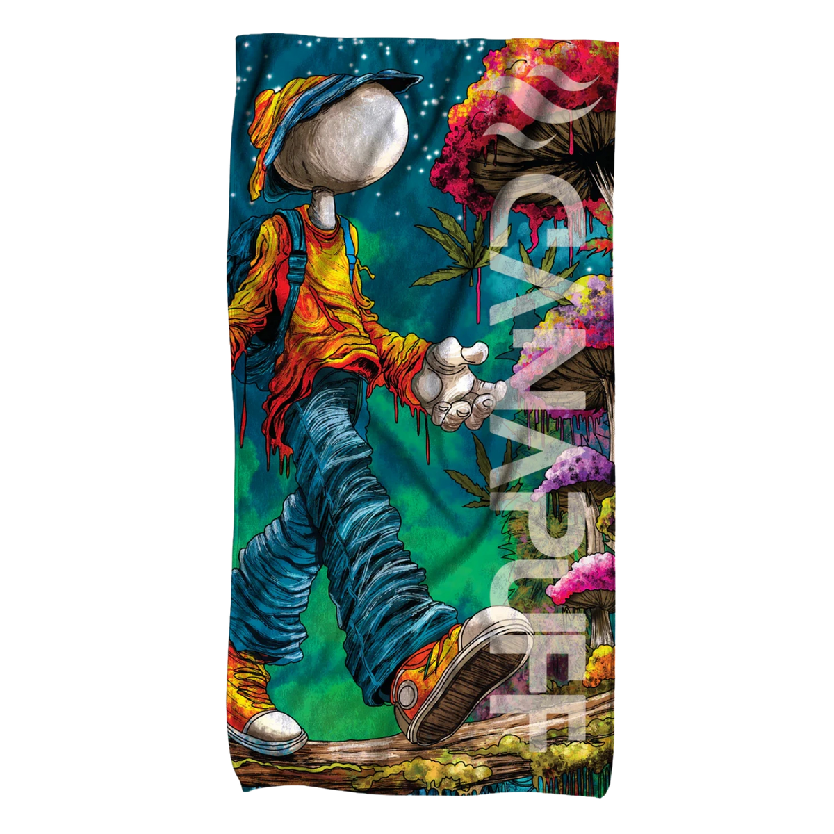 Asciugamano Canapuff Balanced con grafica mascotte colorata