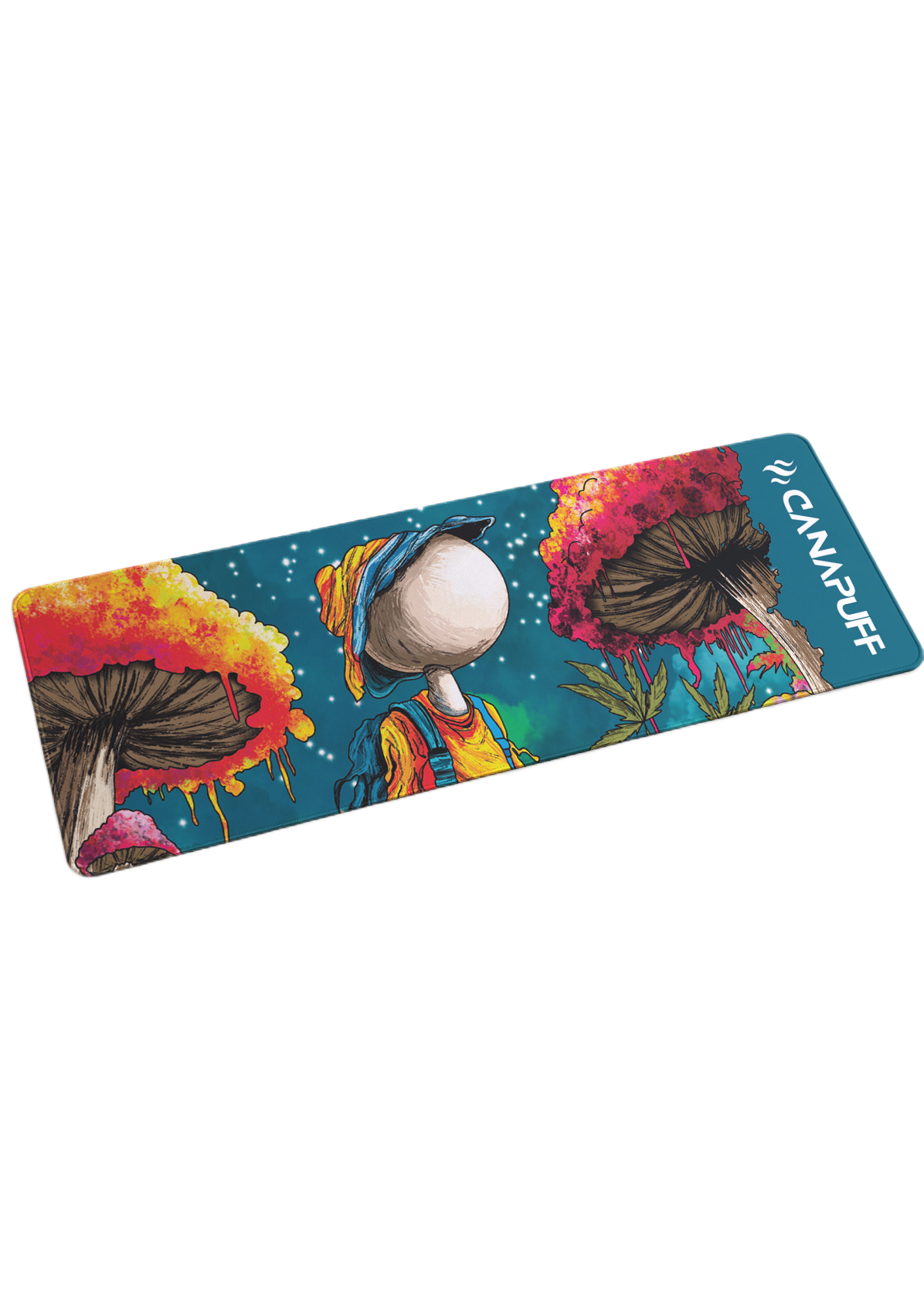 Canapuff Mouse Pad Balanced con grafica colorata di funghi e personaggio