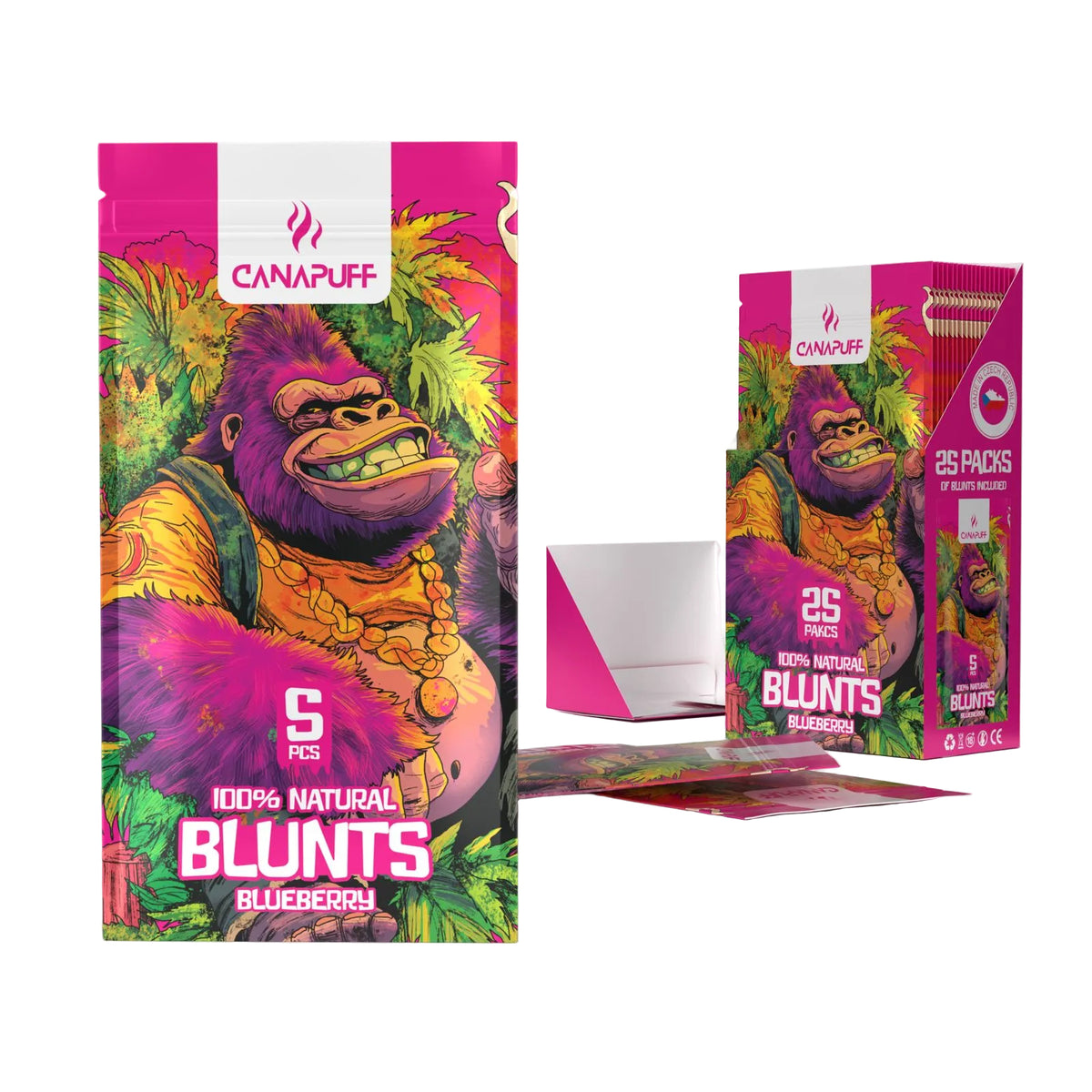 Canapuff Blunt Wrap Flat Piece Blueberry, confezione da 5