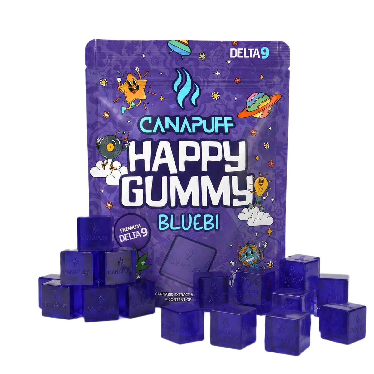 Bustina di gummies Canapuff Happy Gummy Delta-9 Bluebi