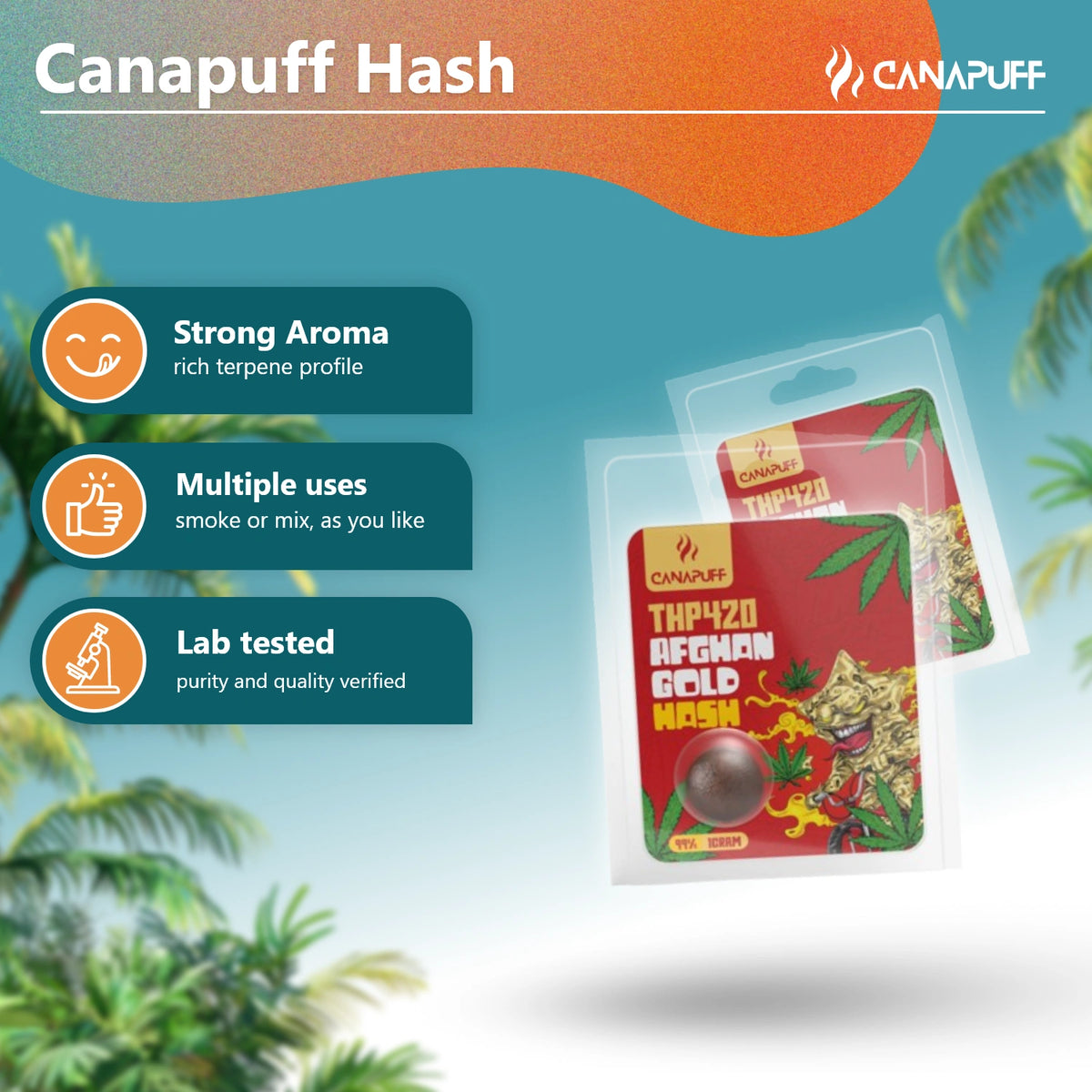 Canapuff THP420 Afghan Gold Hash 99% in bustina sigillata