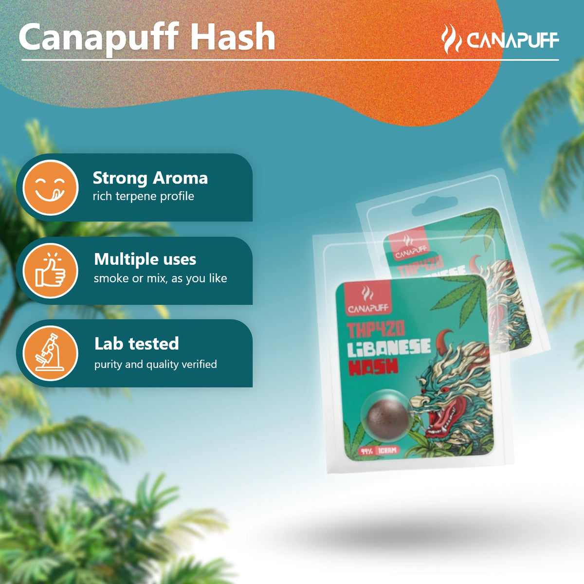 Canapuff THP420 Lebanese Hash 99% in bustina sigillata
