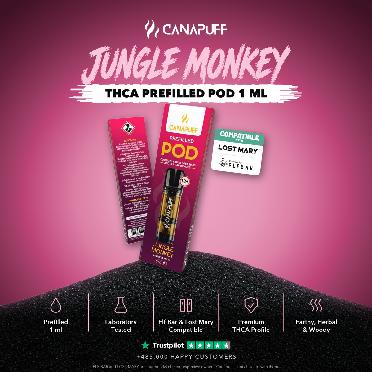THCA Jungle Monkey prefilled pod 1 ml