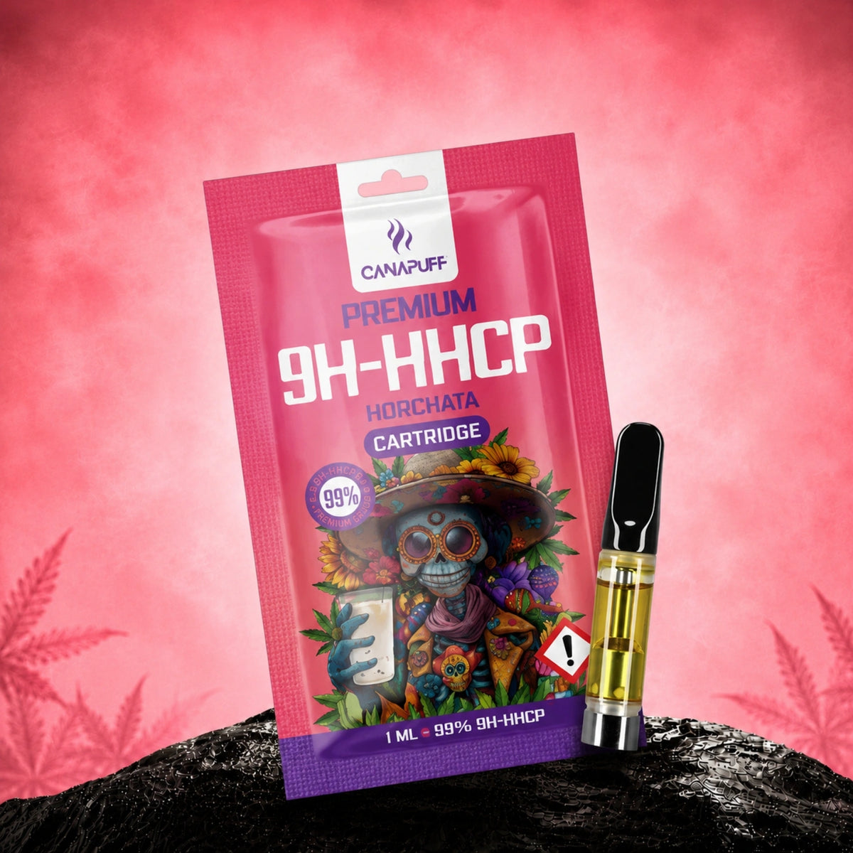 Cartuccia Canapuff 9H-HHCP Horchata 99%, cartuccia vape da 1 ml in confezione rosa