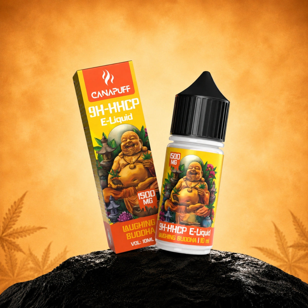 Canapuff 9H-HHCP E-Liquid Laughing Buddha, 1500mg, flacone da 10ml e scatola