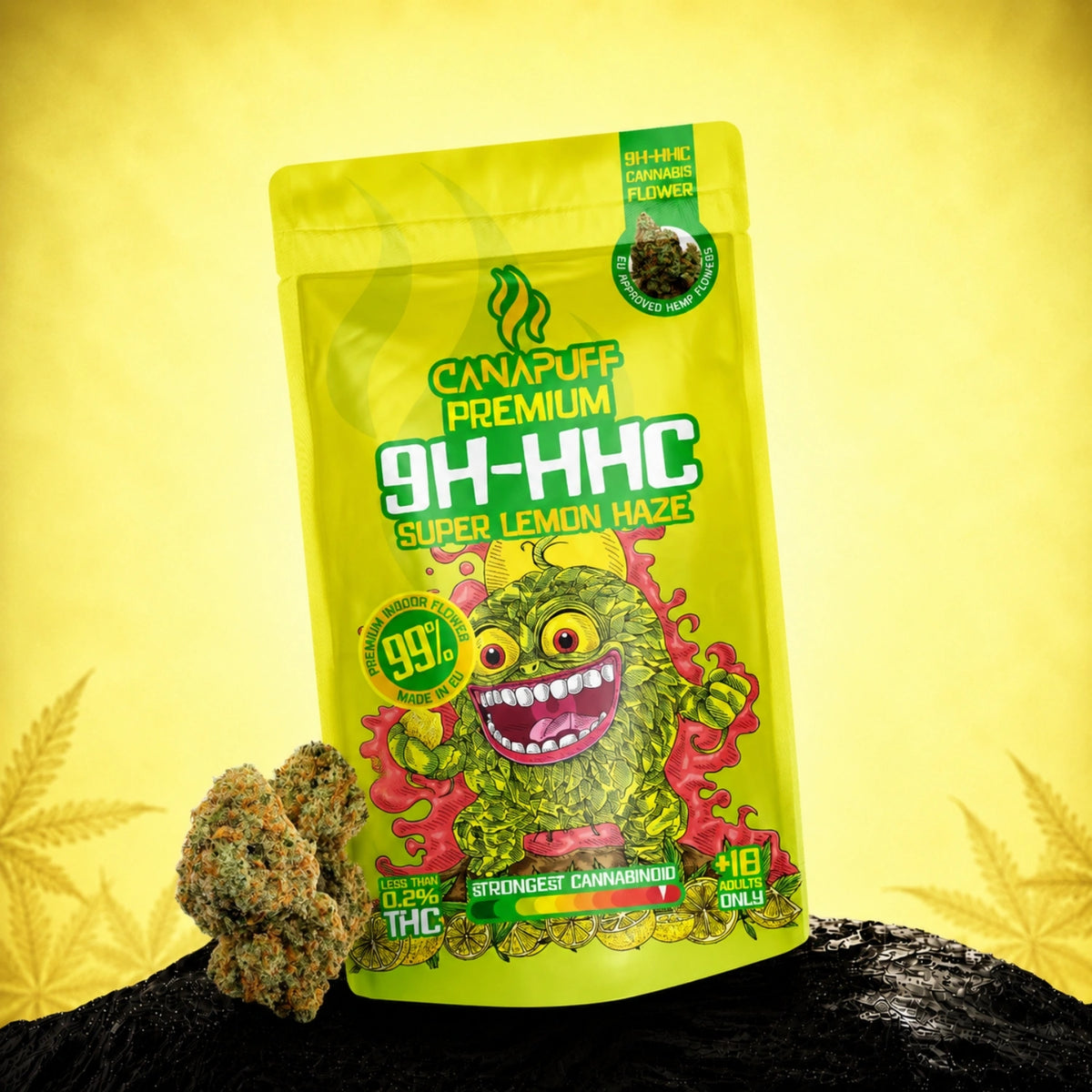 Bustina di fiori Canapuff 9H-HHC Super Lemon Haze, concentrazione 99%