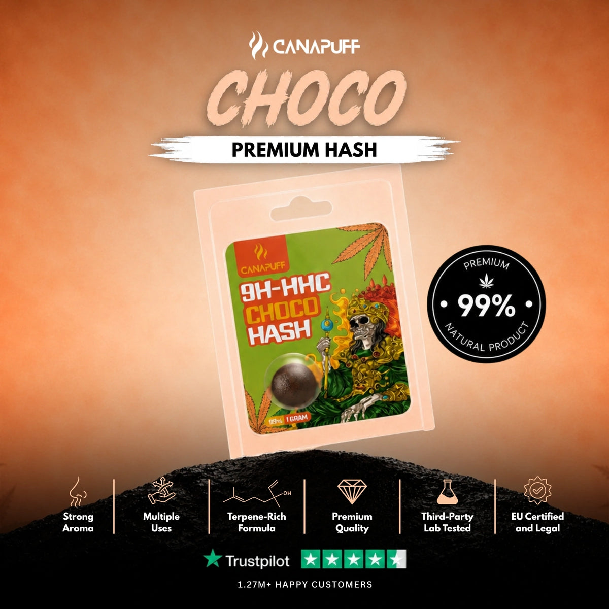 9H-HHC Hash Choco 99% – hashish, foto 2