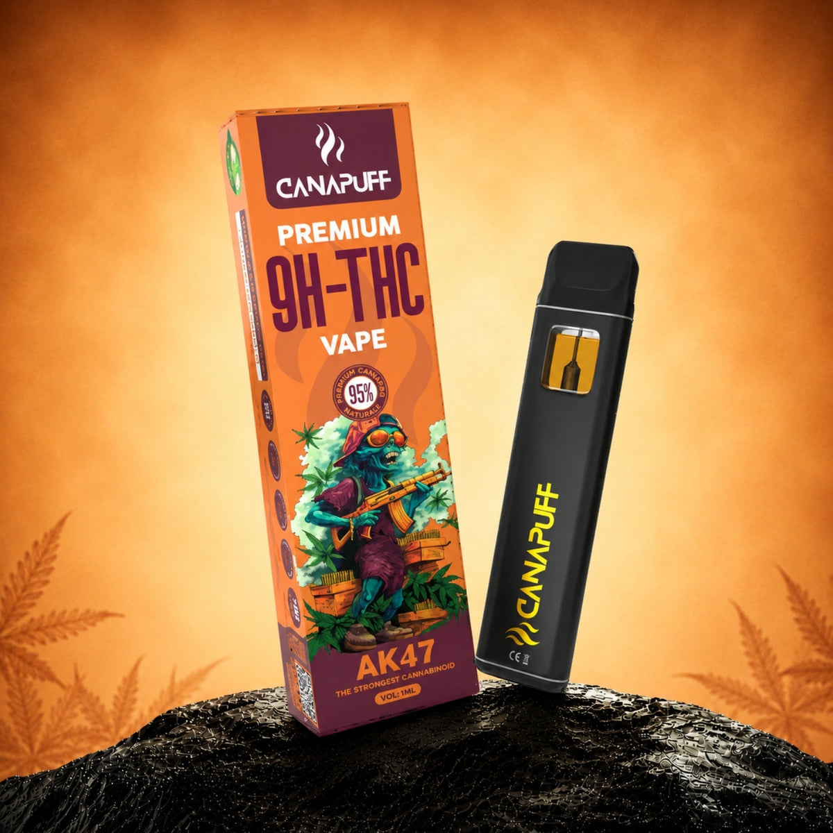 Canapuff 9H-THC Vape AK47 95%, pen usa e getta da 1ml