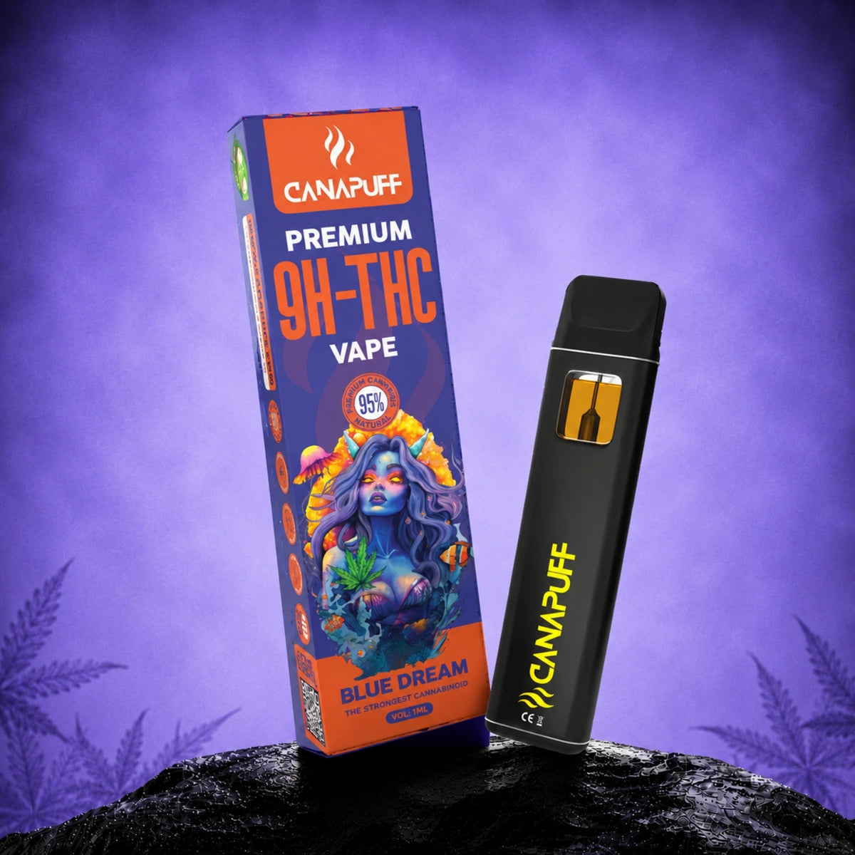 Canapuff 9H-THC Vape Blue Dream 95%, pen usa e getta da 1ml