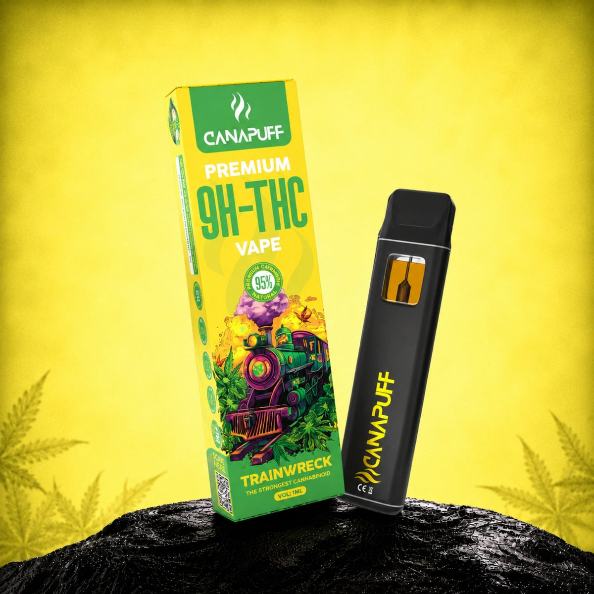 Canapuff 9H-THC Vape Trainwreck 95%, pen usa e getta da 1ml
