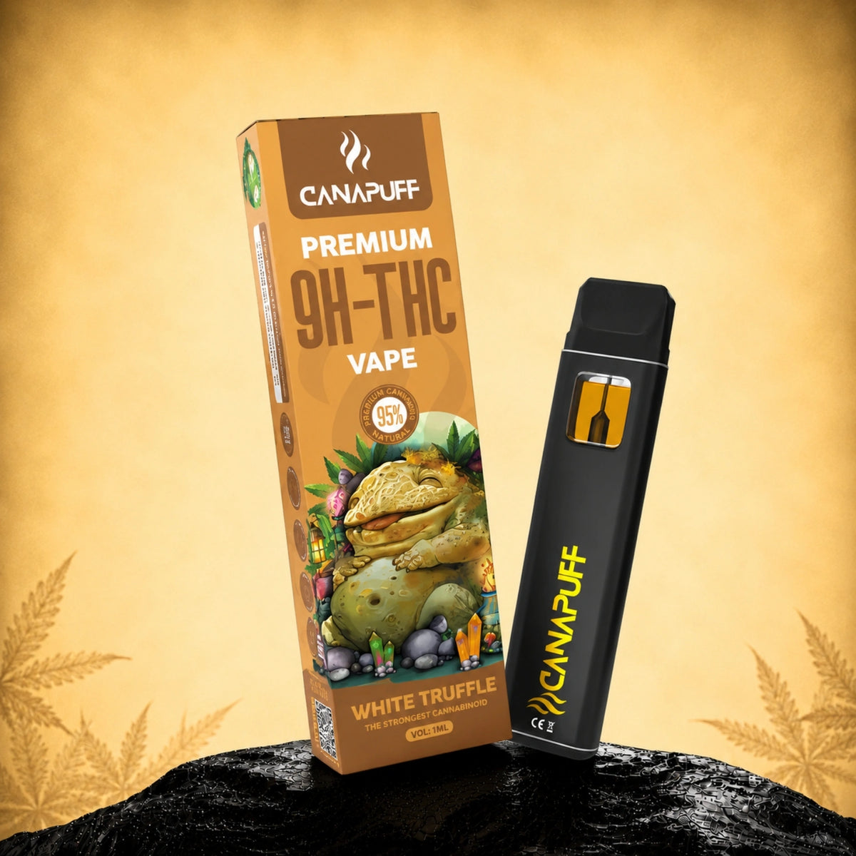 Canapuff 9H-THC Vape White Truffle 95%, pen usa e getta da 1ml
