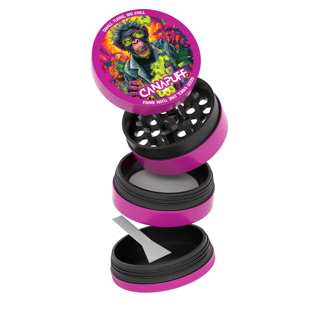 Canapuff Metal Grinder Atomic Monkey con raccoglitore di kief e vano