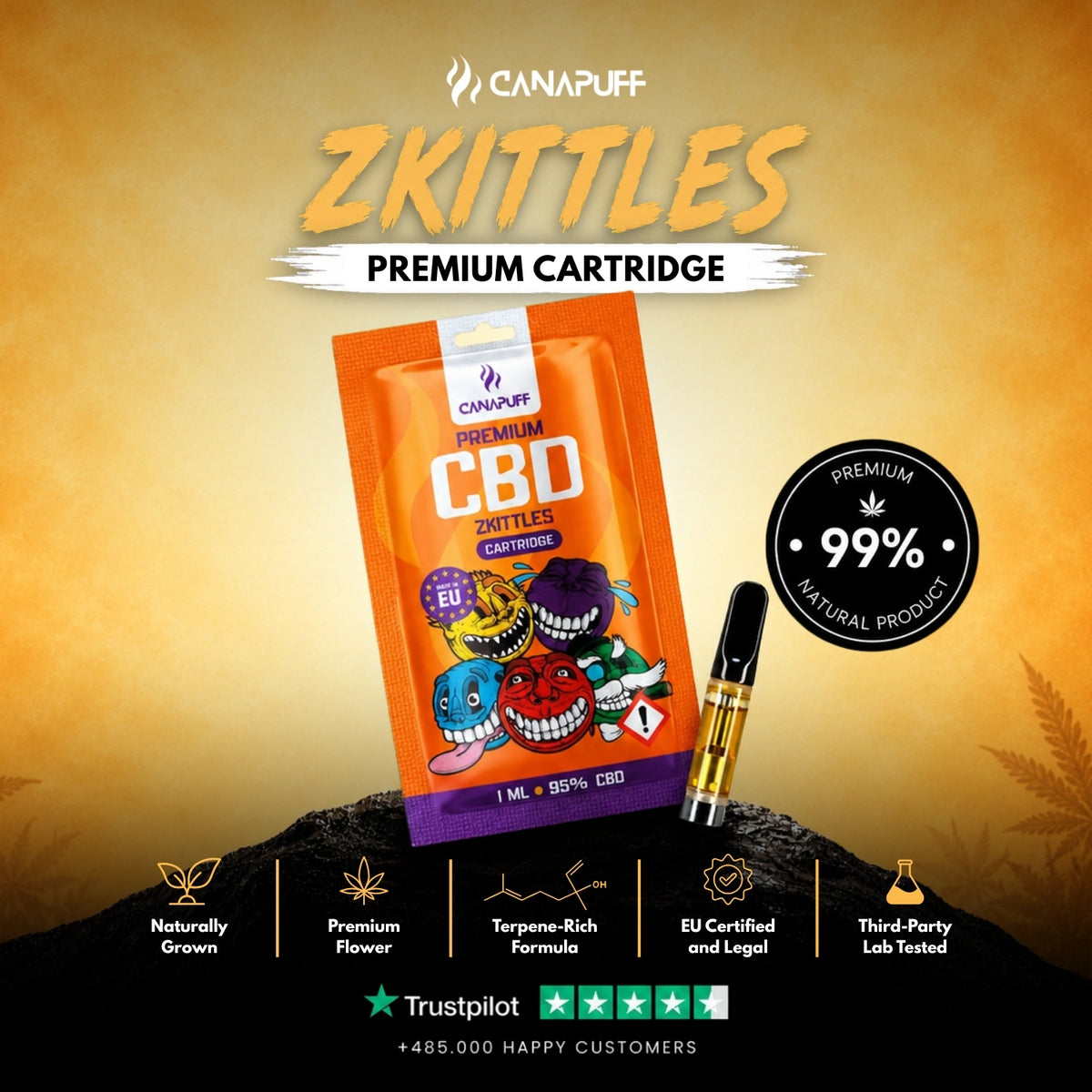 CBD Cartridge Zkittles 95% – cartuccia per vape, foto 2