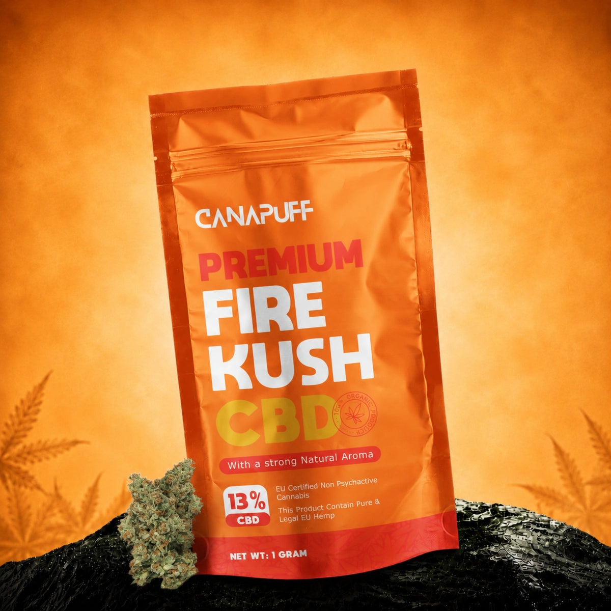 Canapuff CBD Flowers Fire Kush 13%, bustina da 1 grammo