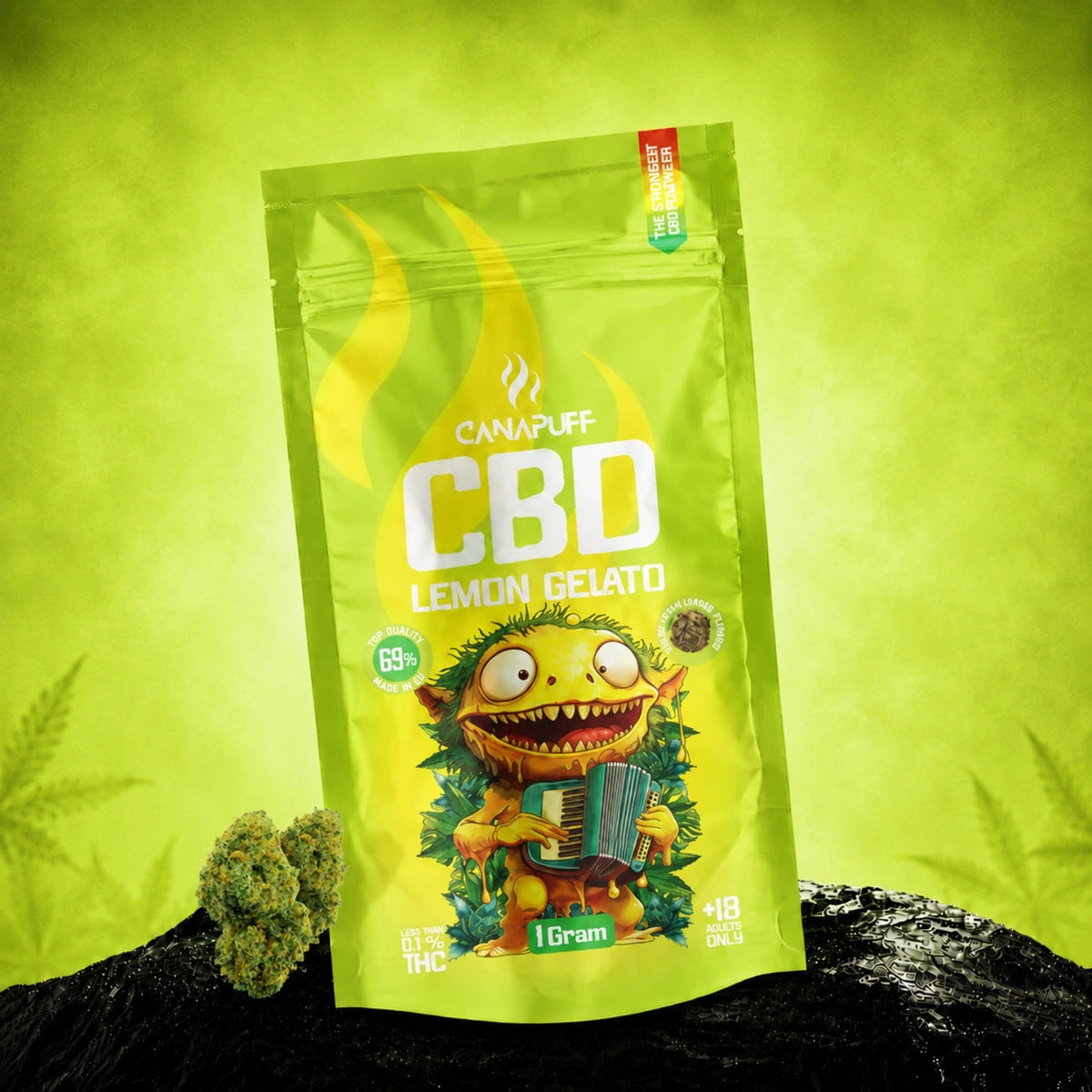 Canapuff CBD Flowers Lemon Gelato 69%, bustina da 1 grammo