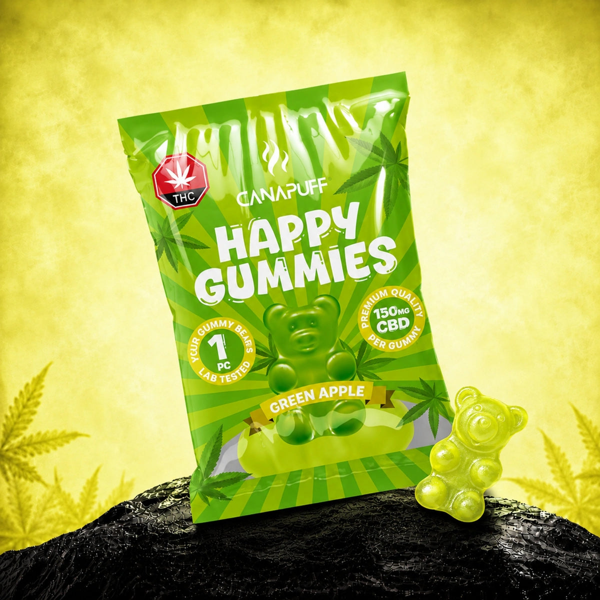 Canapuff CBD Gummies Green Apple 150 mg, 1 pezzo