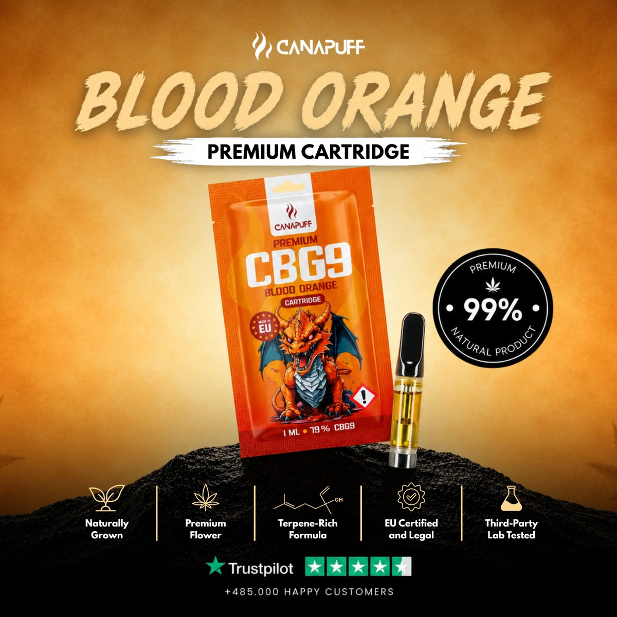 CBG9 Cartridge Blood Orange 79% – cartuccia per vape, foto 2