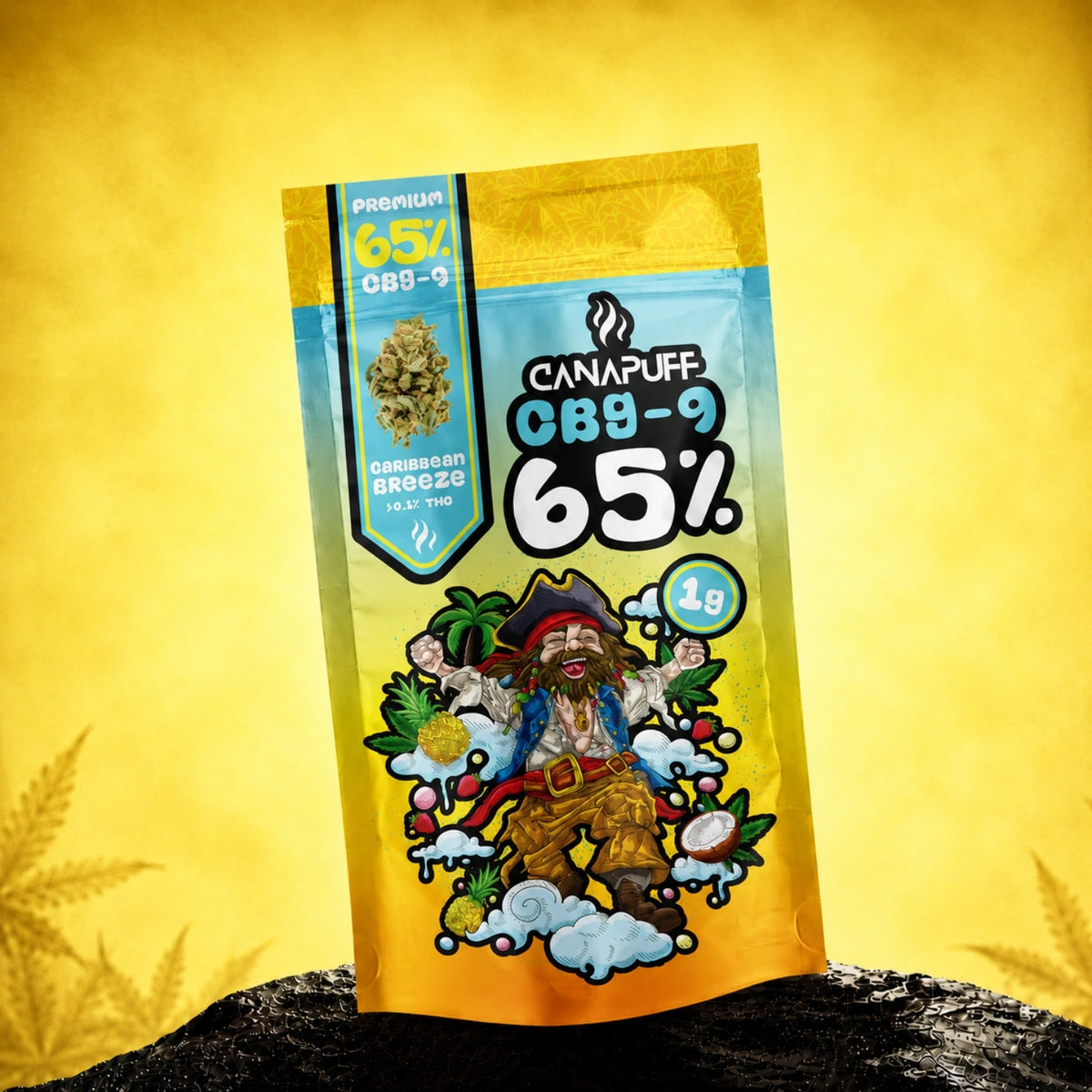 Fiori Canapuff CBG9 Caribbean Breeze 65%, bustina da 1g derivata dalla canapa