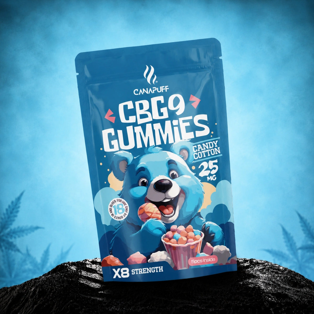 Gummies Canapuff CBG9 Candy Cotton 25 mg, 5 pezzi, concentrazione X8