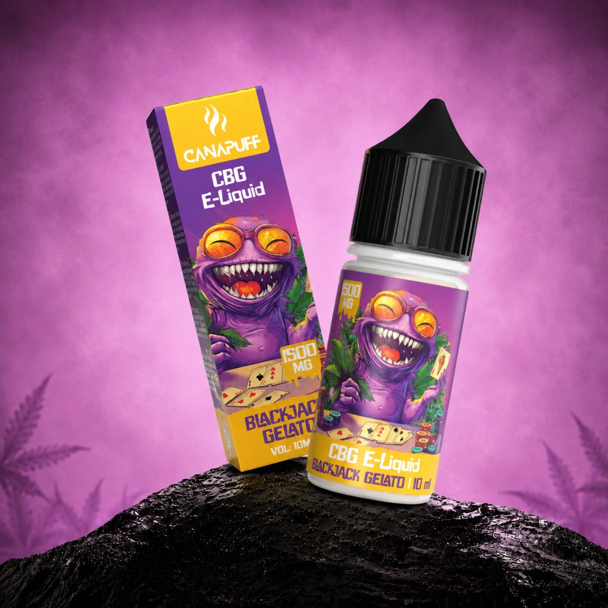 Canapuff CBG E-Liquid Blackjack Gelato 1500 mg, flacone vape da 10 ml