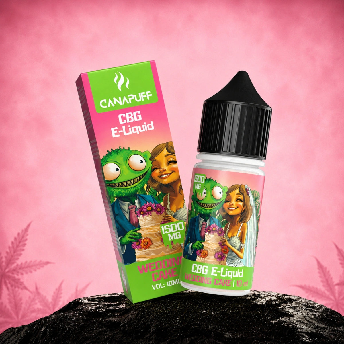 Canapuff CBG E-Liquid Wedding Cake 1500mg, flacone da 10ml