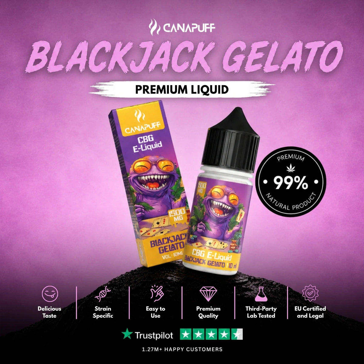 CBG Liquid Blackjack Gelato 1.500mg – flacone di liquid, foto 2