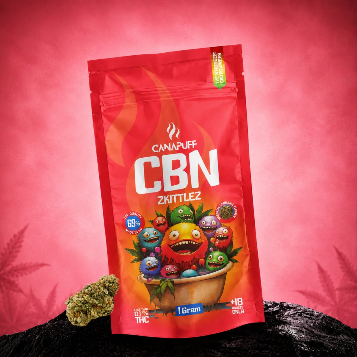Canapuff CBN Flowers Zkittlez 69%, confezione da 1 grammo