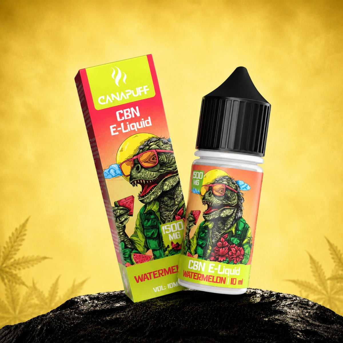 Canapuff CBN E-Liquid Watermelon 1500mg, flacone da 10ml con scatola